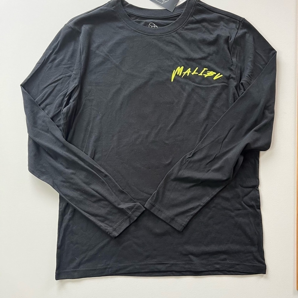 NWT Original Use Malibu Surf California Graphic T-Shirt M Black Long Sleeve (B4)
